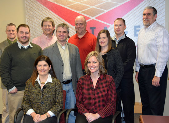 Vantage Career Center Board of Education members for 2015-16 include (front row, from the left) Melissa Burtch (Parkway), Kim Wannemacher (Ottoville); (middle row) Clint Vance (Paulding), Pat Baumle (Wayne Trace), Debby Compton (Van Wert); (back row) Ron Bradford (Continental), Greg von der Embse (Kalida), Dennis Recker (Antwerp), Cliff Wieging (Fort Jennings), and Lonnie Nedderman (Crestview). Lincolnview representative Eric Germann was absent from the meeting because of a death in the family). (Dave Mosier/Van Wert independent)