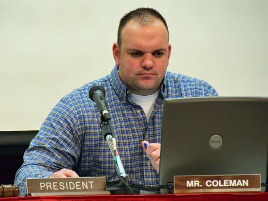R.J. Coleman presides over the January meeting of the Van Wert City Board of Education after being elected  as the new board president. (Dave Mosier/Van Wert independent)