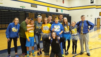 Junior High Student Council Members show their school spirit on Crazy Spirit Day to support the Lancer athletes. Left to right are Sami Sellers, Carson Bowen, Landon Moody, Brianna Ebel, Lana Carey, Clayton Harris, Jerron Taylor, Derick Doner, Dylann Carey, Tori Snyder, Ethan Rinehart, and in front is Kasey Stewart. (Photo submitted.)