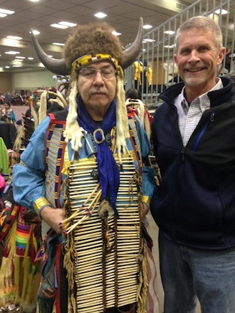 Thad Lichtensteiger and a participant at a Powwow at Rushmore Plaza Civic Center in Rapid City, S.D. (Photo submitted.)