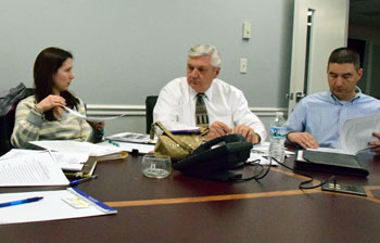 Sara Zura, Van Wert Mayor Jerry Mazur, and Stuart Wyatt, all members of the Van Wert Area Economic Development Committee, were among those who met Tuesday to continue discussions on reshaping local economic development. (Dave Mosier/Van Wert independent)