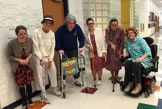 Lincolnview Elementary celebrated the 100th day of school on Monday, Feb. 1. The students celebrated with special 100th day activities and some of the elementary teachers got into the spirit of the day by dressing as 100-year-olds. (Photo submitted.)