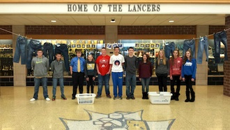 The Lincolnview Junior High Student Council is participating in the "Teens for Jeans" program.  They are accepting gently used jeans of any size until Friday, Feb. 19.  The jeans will be taken to a homeless shelter participating in the program.  (Photo submitted.)
