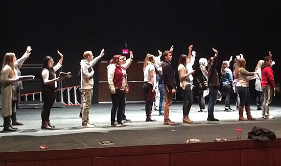 Van Wert High School Theatre students rehearse for the upcoming production of Titanic, the Musical. (photo submitted)