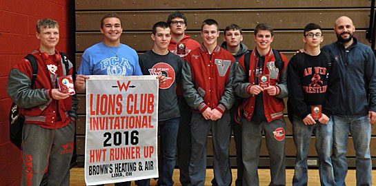 VW wrestlers at Lima Lions Club tourney 1-2016
