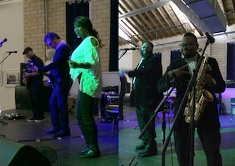 Distant Cousinz of Toledo brought down the house during the Black & White Ball, which was open to the public on Saturday at the Wassenberg Art Center. Pictured from left are Bob Stevens; guitar, Scott Fish; vocals and guitar, Trez Gregory, formerly of Brooks & Dunn; vocals, Big C Coley; percussion & vocals, Arthur Bishop; saxophone. Not pictured: Kenny Hines; bass guitar and Del Ray Grace Jr. on drums. (Photo submitted.)