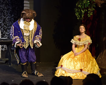 The Beast (Jared Benson) and Belle (Victoria Recker) from a scene from Van Wert Civic Theatre's production of Disney's Beauty & the Beast. (VWCT photo)