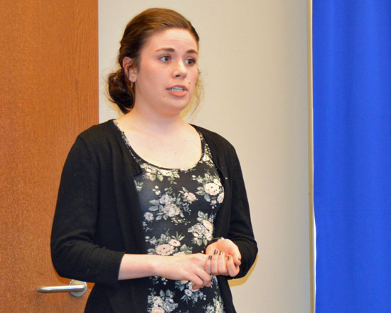 Crestview senior Nevada Smith gave her winning Rotary Club Four Way Test speech during Thursday's meeting of the Crestview Local Board of Education. (Kelsey Clemons/Van Wert independent)