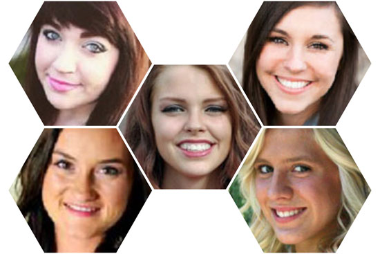 The 2016 R.K. Thompson girl finalists are (clockwise from upper left) Samantha Brooks, Dominique Grothause, Claire Zaleski, Anna Gorman, and Caitlin Wilder. (photos submitted)