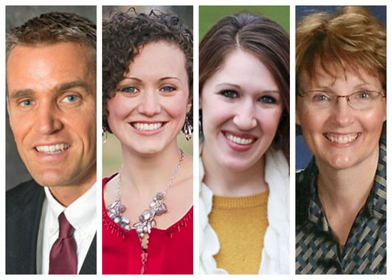Judges for tonight's Van Wert Peony Festival Pageant include (from the left) Dr. Greg Homan, Megan Baer, and Sarah Nass (no photo available for Greg Griffin), while Susan Burchfield will emcee the event for the fourth year. (photos submitted)