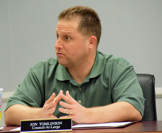 Jon Tomlinson, chair of Van Wert City Council's Economic Development Committee, talks about a contract with the new city-county development group. (Dave Mosier/Van Wert independent)