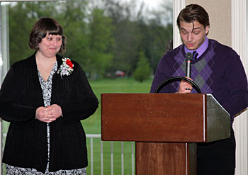 VWHS senior Chris Kraner (right) tells teacher Anita Zuber how she impacted his life. (photos submitted)