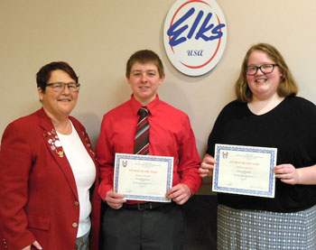 Elks Lodge 1197 'Students of the Year' Ronnie Schumm and Marcy Shoppell pose with Linda Stanley, Elks Students of the Month Committee chair. (Elks photo)