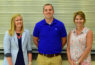 Two new teachers, and a potential teacher, were introduced during Tuesday's meeting of the Lincolnview Local Board of Education. Matt Evans (center) and Marla Kemler (right) were hired as elementary teachers, while Lindsay Breese is expected to be approved as an intervention specialist by the Western Buckeye Educational Service Center Governing Board. (Dave Mosier/Van Wert independent)