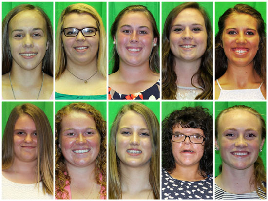 2016 Junior Fair queen and princess candidates include the following (top row, from the left) Nadia Pardon, Grace Richey, Macala Ashbaugh, Maggie Cripe, Ashley Dealey; (bottom row) Abbey Bradford, McKenzie Davis, Kaitlyn Hughes, Samantha  Klinger, and Laney Jones. (photos submitted)