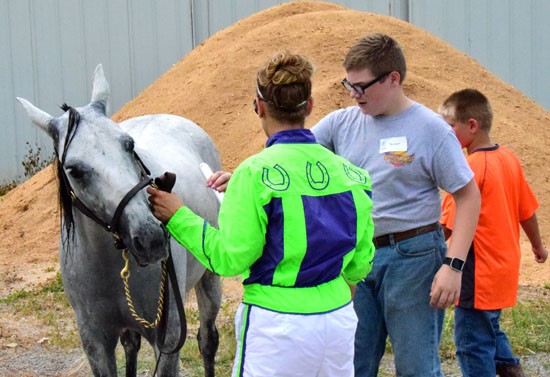 Local youngsters learn about grooming racehorses under the tutelage of a professional harness racing driver. (Dave Mosier/Van Wert independent)