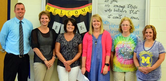 New Lincolnview staff members include (from the left) Matt Evans, Marla Kemler, Deb Miller, Lindsay Breese, Teresa Dunlap, and Tara Linton. Dave Mosier/Van Wert independent