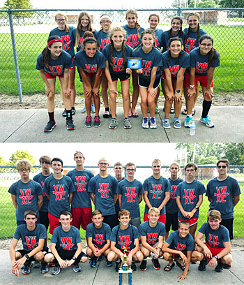The Van Wert boys' and girls' cross country teams pose following their meet in Delphos' Stadium Park. (photos submitted)