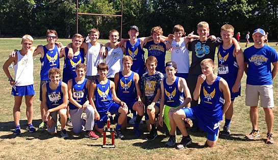 The Lincolnview boys' varsity cross country team at Columbus Grove.