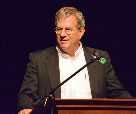 Journalist Sam Quinones talks about the heroin/opiates epidemic in America at the Niswonger Performing Arts Center of Northwest Ohio. Dave Mosier/Van Wert independent