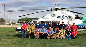 Convoy firefighters with the Samaritan medical transport helicopter. (photo submitted)