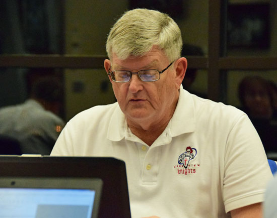 Crestview Local Board of Education President John Auld talks about school safety during the board's  October meeting on Thursday. Dave Mosier/Van Wert independent