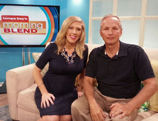 Tampa Bay television personality Natalie Taylor Allen on the "Morning Blend" set with former VWHS Television Production teacher Kevin McGonagle. (photo submitted)