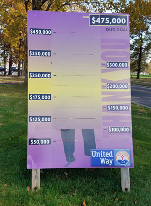 The new United Way campaign tracker is on Westwood Drive in Van Wert. (photo submitted)