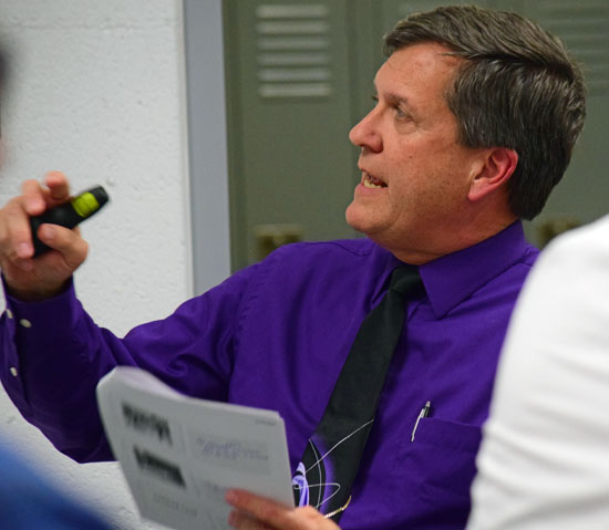Van Wert Elementary Principal Kevin Gehres talks about the schools Social Justice program during Wednesday's meeting of the Van Wert City Board of Education. Dave Mosier/Van Wert independent