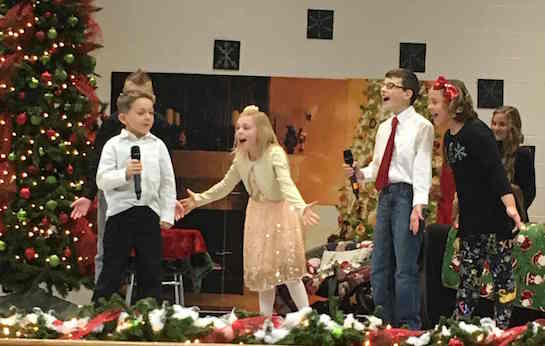 The Lincolnview 3rd and 4th grade classes presented "Holiday Snowtime" on December 8 to a full house. Under the direction of Jennifer Slusher, this musical adventure featured a newsroom full of characters such as Kris Moss, Bud D. Elf, Frosty the Snowman and Carole Sing. During the news report we could see a family room full of students eagerly watching the news and reacting to the weather report, special guest stars and more. The cast and students did a fantastic job and this was indeed a musical adventure full of Christmas cheer!  (Photo submitted.)