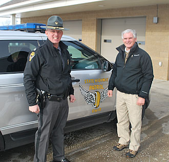 Congressman Bob Latta is shown with Ohio State Highway Patrol Captain Gene Smith on Tuesday morning. (photo submitted)