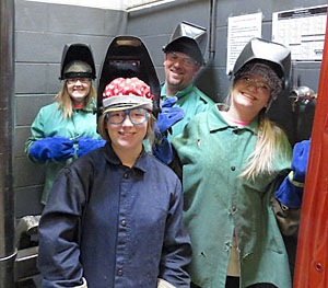 Seventh- and eighth-grade girls learn to weld during Vantage Career Center's "Step Into Your Future" event being held in January. (Vantage photo)