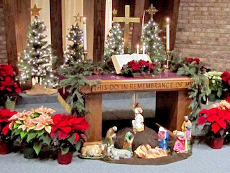 Trinity UM Church's Christmas Altar. (Photo by Rex Dolby.)