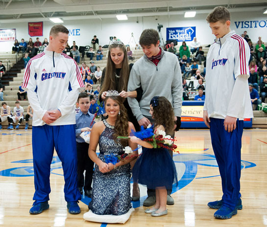 Senior Ashley Dealey is crowned 2017 Crestview Winter Homecoming queen during a ceremony held during Saturday's boys' basketball game against Celina. Bob Barnes/Van Wert independent