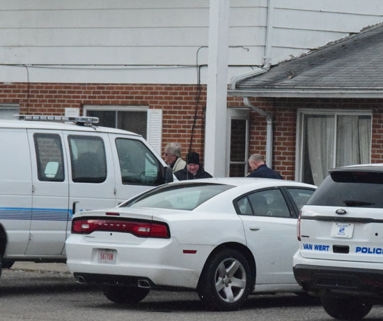An apartment at Van Wert West Apartments where a meth lab was discovered early today was still being processed late this morning. Dave Mosier/Van Wert independent