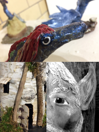 As a "teaser", here are details from a few of the 3-D Enchanted! entries.  The show also features wonderful paintings and drawings by area artists on the theme of what seems enchanted to them.  (Photo submitted.)