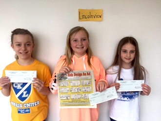 Fourth grade winners of the Delphos Herald “Design an Ad” contest are 1st grade-Elizabeth Johnson, 2nd grade-Ashlyn Price and 3rd grade-Brianna Wallace. (Photo submitted.)