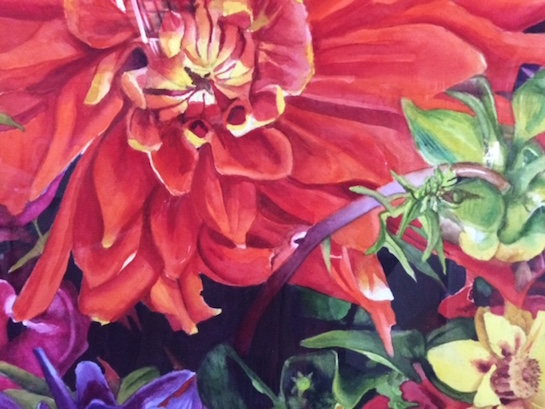 “Seattle Blooms” (detail) a watercolor by Susan Lyden, is part of the Ohio Watercolor Society Traveling Exhibit 2016, now on display at the Wassenberg Art Center. (Photo submitted.)