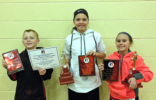 Shown are (from the left) Griffin McCracken, Cali Gregory, and Kaci Gregory with their trophies. (Elks photo)