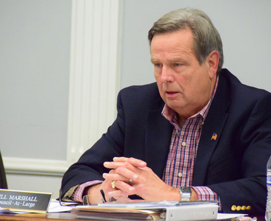 Councilman At-Large Bill Marshall, who chairs City Council's Health--Service-Safety Committee, makes a motion to bring a measure seeking same-day trash and recycling collection throughout the city off the table. Dave Mosier/Van Wert independent