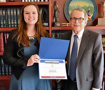 VWHS student Maggie Cripe poses with Ohio Attorney General Mike DeWine. (photo submitted)