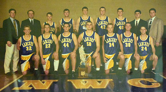 A photo of the 1996-97 Lincolnview boys' basketball team hangs in Lincolnview High School. Dave Mosier/Van Wert independent