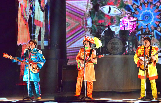 Monday's "Rain: A Tribute to the Beatles" show at the Niswonger Performing Arts Center showcased the iconic British group's most famous songs, including the entire Sgt. Pepper's Lonely Hearts Club Band album (above). Dave Mosier/Van Wert independent