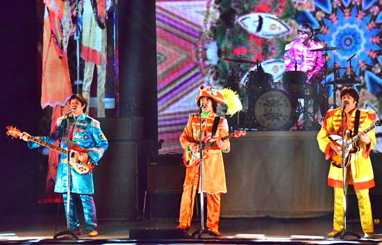 Monday's "Rain: A Tribute to the Beatles" show at the Niswonger Performing Arts Center showcased the iconic British group's most famous songs, including the entire Sgt. Pepper's Lonely Hearts Club Band album (above). Dave Mosier/Van Wert independent