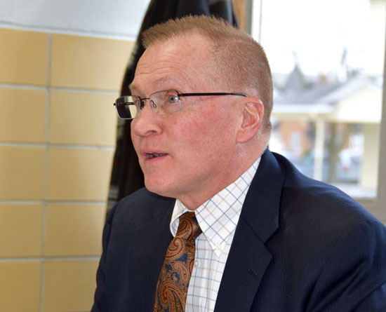 VWCS Superintendent Ken Amstutz speaks during Wednesday's meeting of the Van Wert City Board of Education. The board accepted the superintendent's retirement, effective in August. Dave Mosier/Van Wert independent