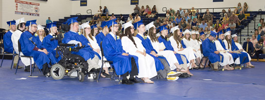 Members of Lincolnview's Class of 2017 listen during the school's 57th annual commencement service. Bob Barnes/Van Wert independent