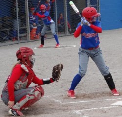 Crestview's Caitlin O'Hagan is at bat and Van Wert's Katie Coplin is behind the plate. Scott Truxell/Van Wert independent