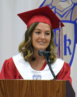 Crestview honor student Tommi Andersen speaks during the school's 57th annual commencement exercises on Saturday. Dave Mosier/Van Wert independent