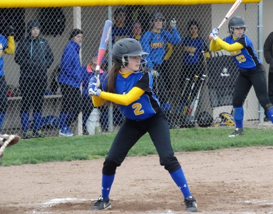 Lincolnview freshman Lana Carey waits for a good pitch against Allen East. The Lady Lancers lost Monday's game, 10-8. Scott Truxell/Van Wert independent
