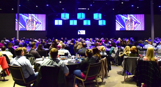 More than 350 people attended this year's Leadercast teleconference held at LifeHouse Church in Van Wert. The event was sponsored by Van Wert Area Chamber of Commerce, in conjunction with several other area Chambers. Dave Mosier/Van Wert independent